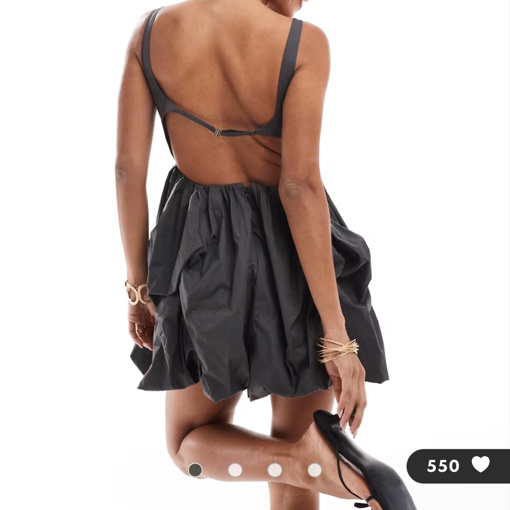 ASOS DESIGN cotton corset bubble hem mini dress in charcoal